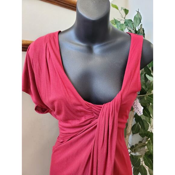 French Connection Women's Red Modal Scoop Neck Casual Knee Length Dress Size 4 - Picture 2 of 11